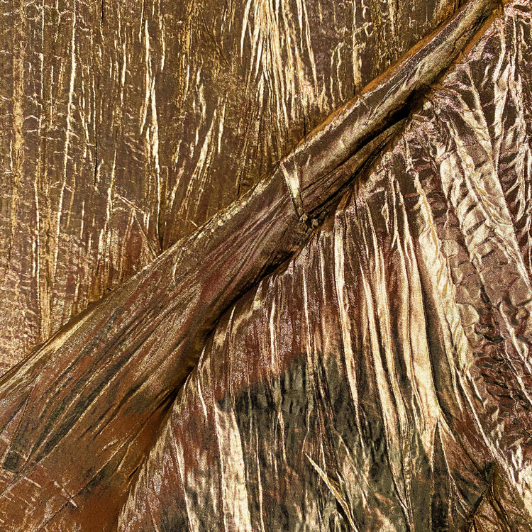 Creased Metallic Coated Chiffon - Gold
