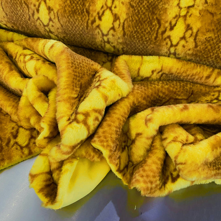 Snakeskin Faux Fur - Yellow / Brown