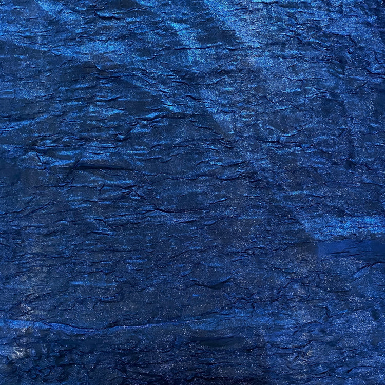 Metallic Creased Shot Organza - Navy Blue