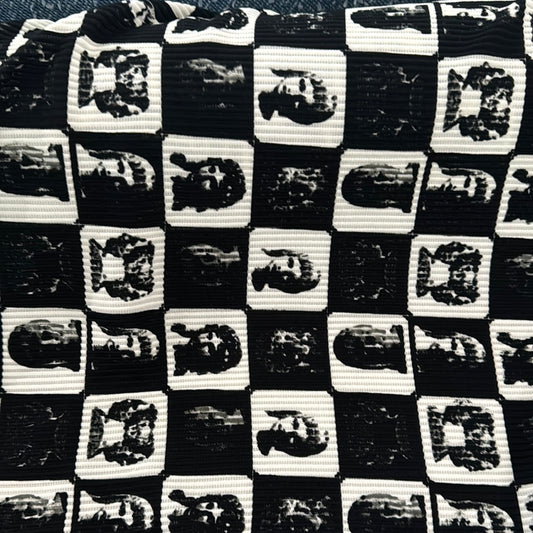 Roman Heads Checkerboard Ribbed Knit - Black/White