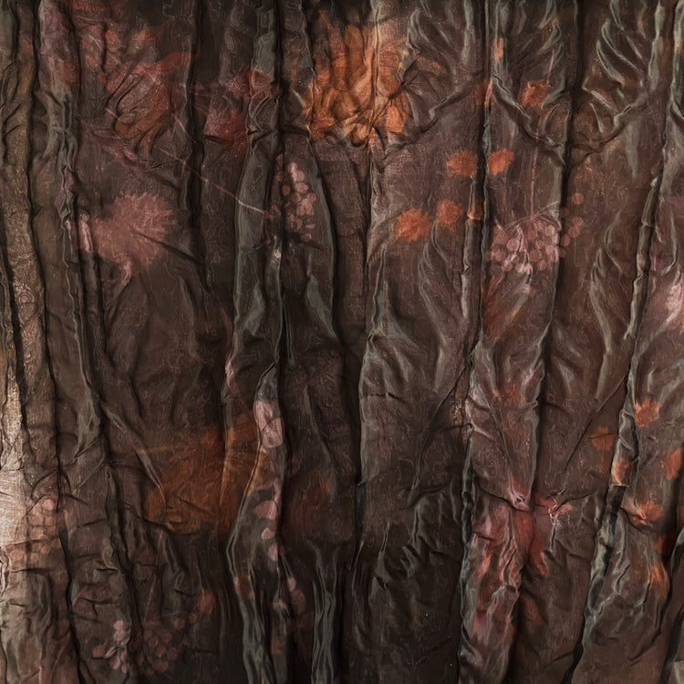 Botanical Crushed Pleated Organza - Dark Umber