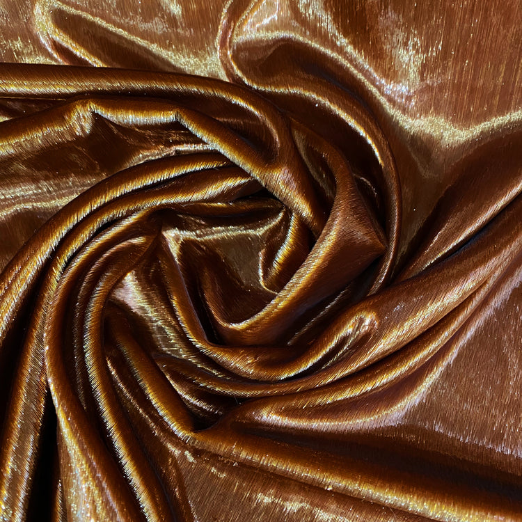 Brushed Metallic Long-pile Velvet - Copper