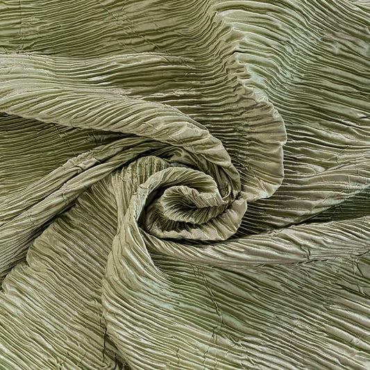 Crushed Striped Plisse Satin - Light Green