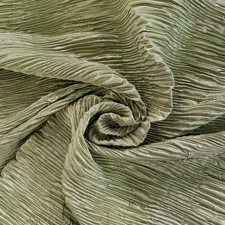 Crushed Striped Plisse Satin - Light Green