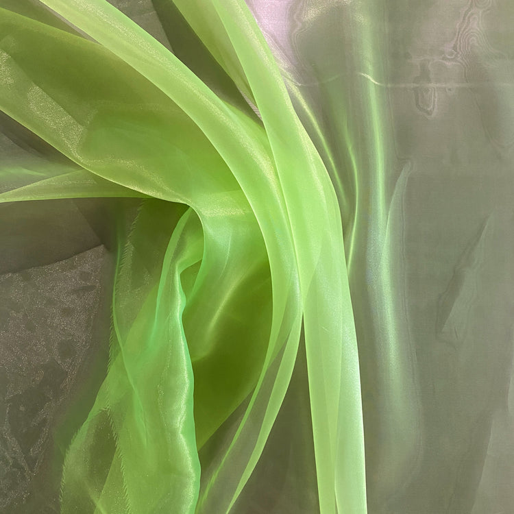 Liquid Shimmer Organza - Neon Lime