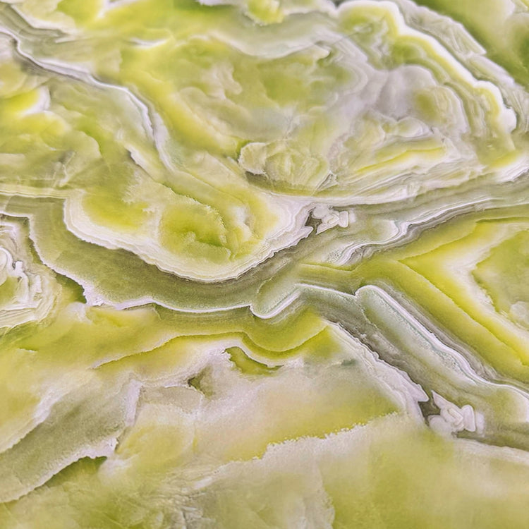 PVC - Crystal Grain Marble Print - Yellow Green/White