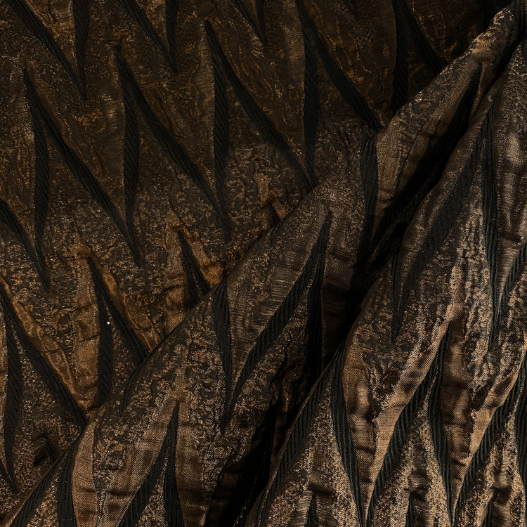 Matelassé Chevron Metallic Jacquard - Antique Brass / Black