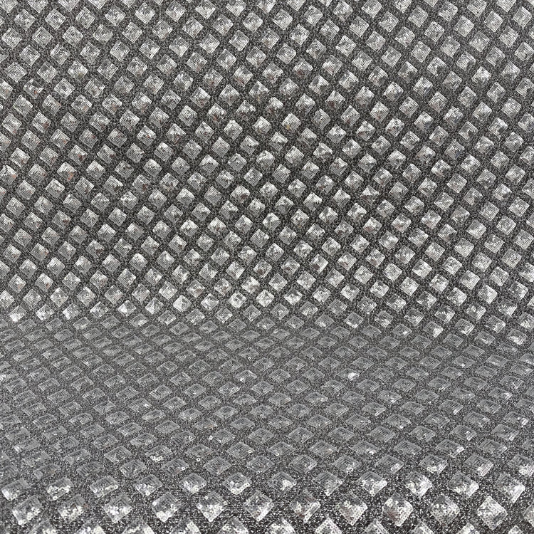 Diamond Sequinned Poly/PET Fine Boucle Knit - Silver