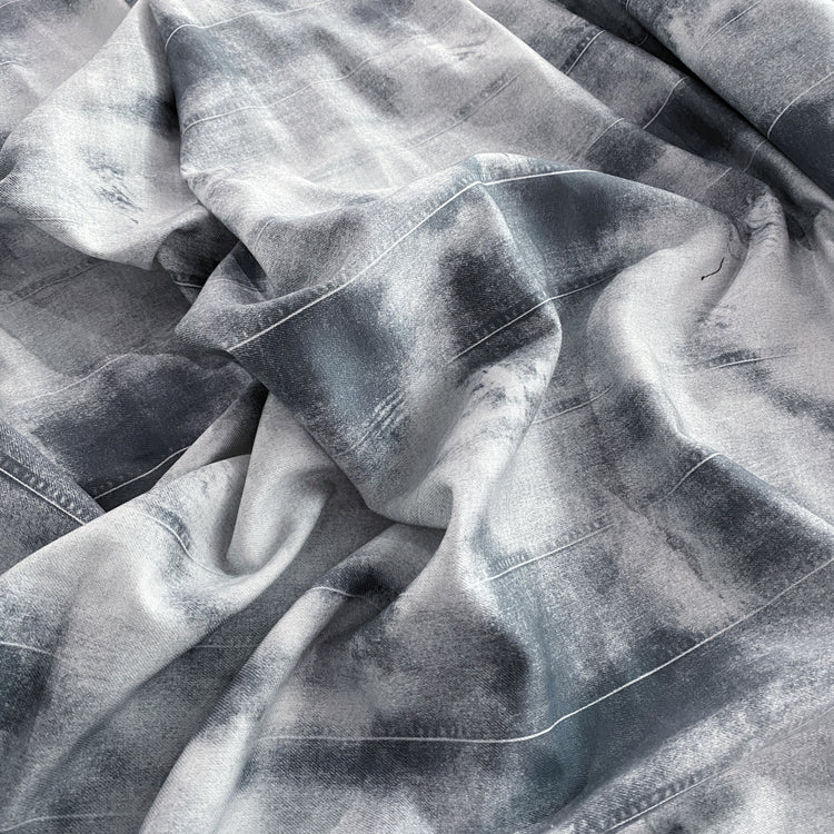 Trompe L'oeil Jean Print Denim - Grey / White
