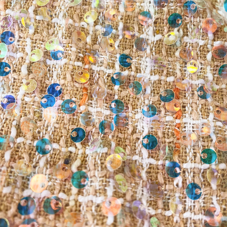 (Remnant) Sequinned Tweed - Beige - 1m