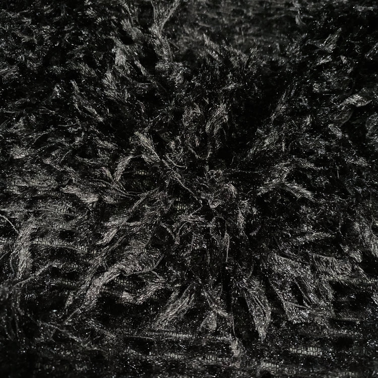 Chevron Cut Pile Faux Ostrich Feather Fur - Black