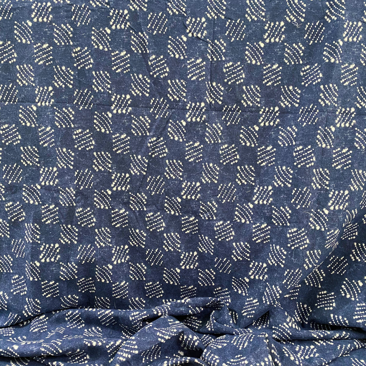 Shibori Checkerboard Cotton Jacquard - Denim