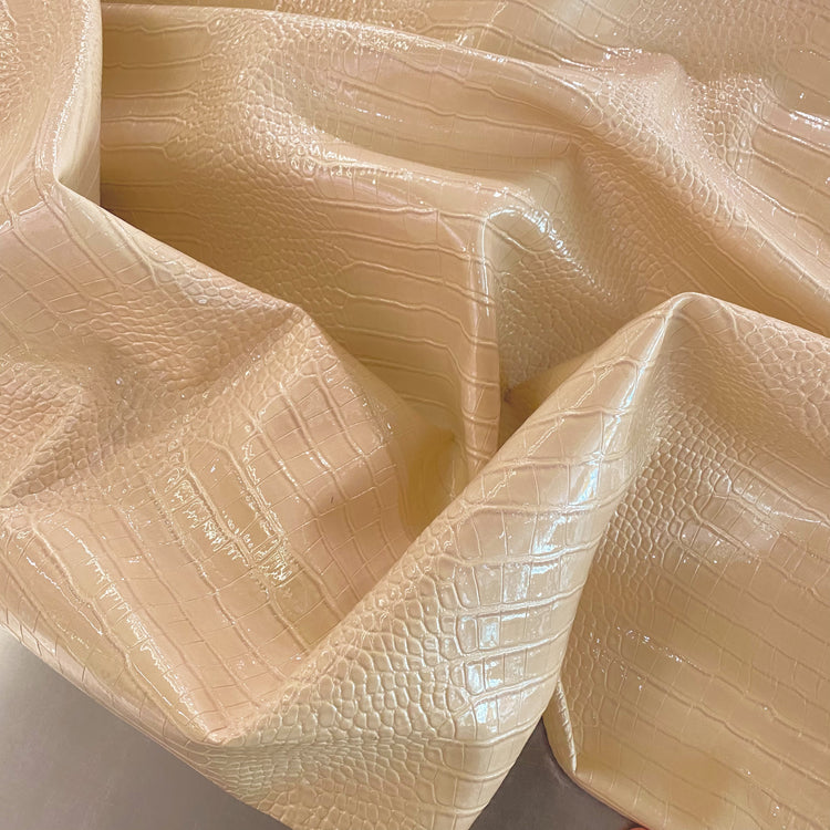 Patent Crocodile Faux Leather - Large Pattern - Wheat