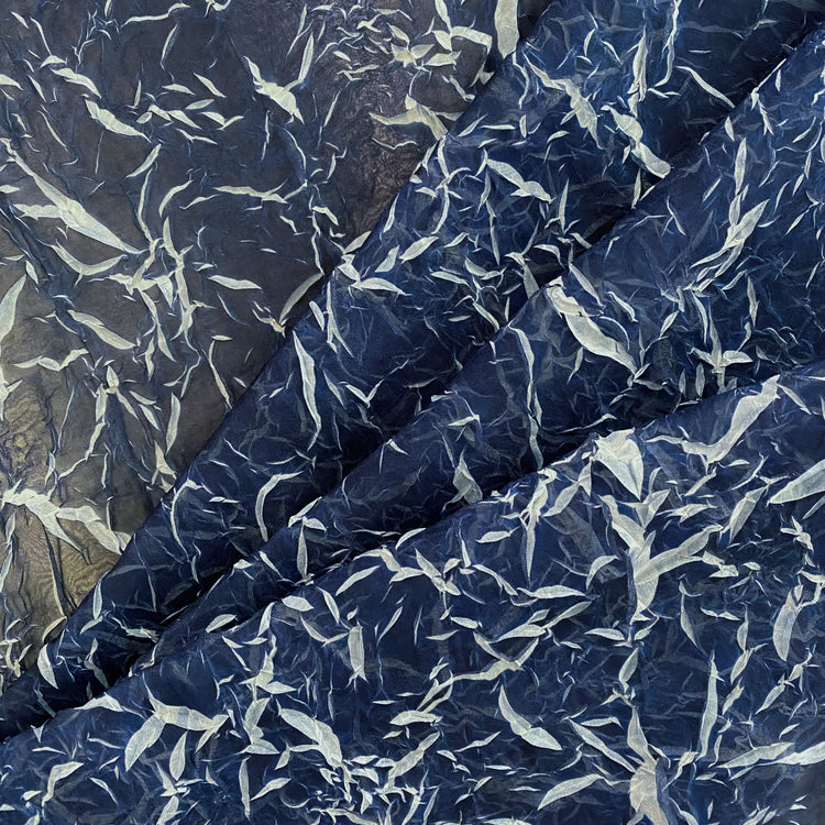 Pliage Creased Plisse Chiffon - Midnight Blue / White