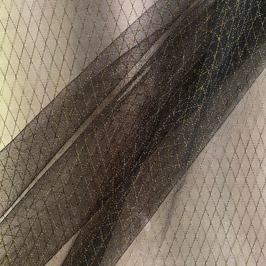 Metallic Diamond Hatch Mesh - Black/Gold