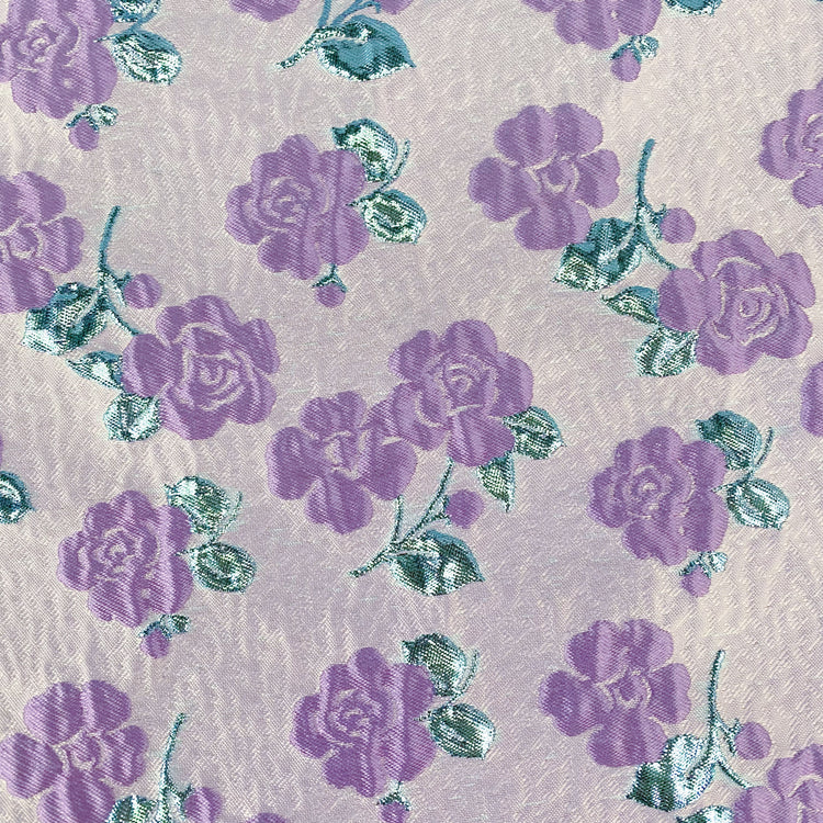 Floral Vine Poly/Lurex/Nylon Brocade - Purple/Turquoise