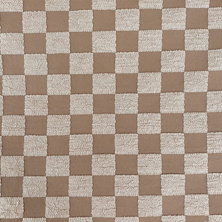 (Remnant) Stretch Chequered Double Weave - Brown - 65cm