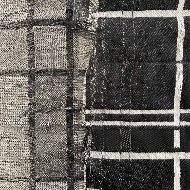 Long Yarn Float Glen Plaid Dobby - Black / Grey