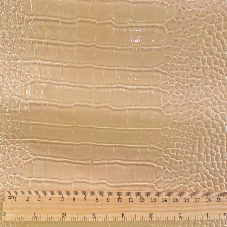 Patent Crocodile Faux Leather - Large Pattern - Wheat