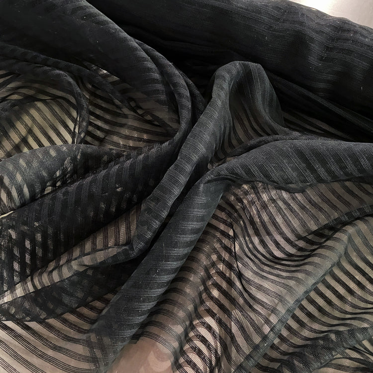 Striped Open-Weave Mesh - Black