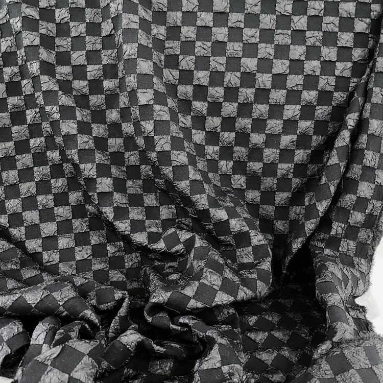 Stretch Checkered Double Weave - Black