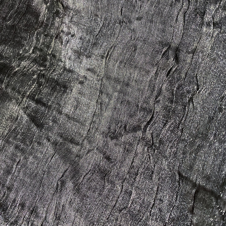 Bonded Crinkled Satin - Metallic Warp - Silver Grey