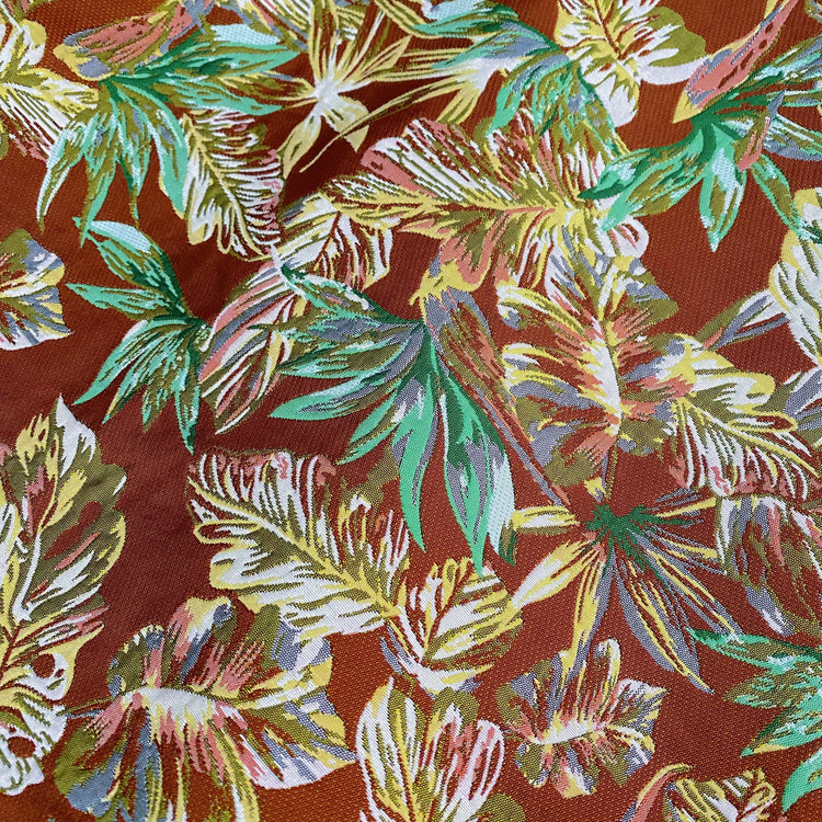 Birds of Paradise Jacquard - Green/Fire Brick Red