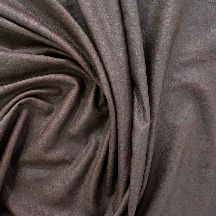 Cotton Blend Twill Faux Suede - Dark Maroon / Brick