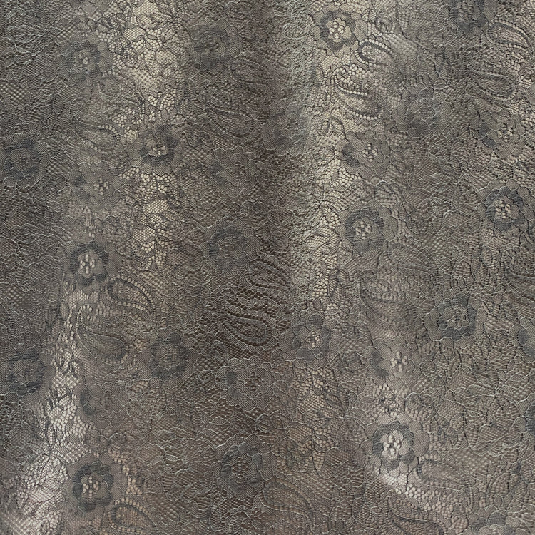 Stiffened Paisley Floral Lace - Medium Grey