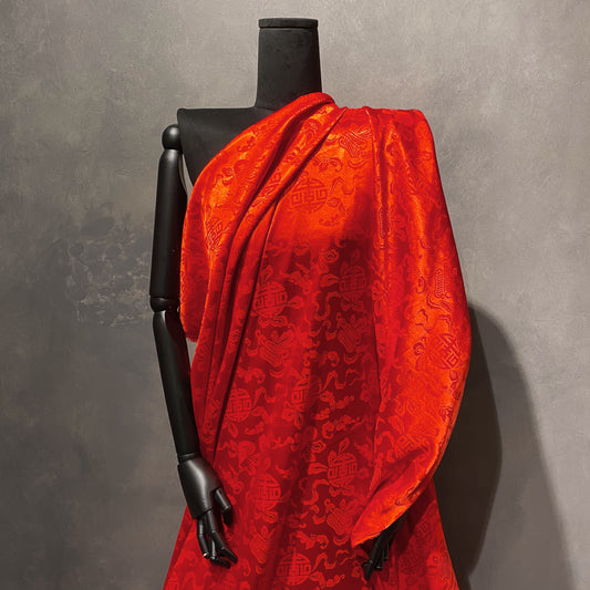 Feng Shui Satin Damask - Red