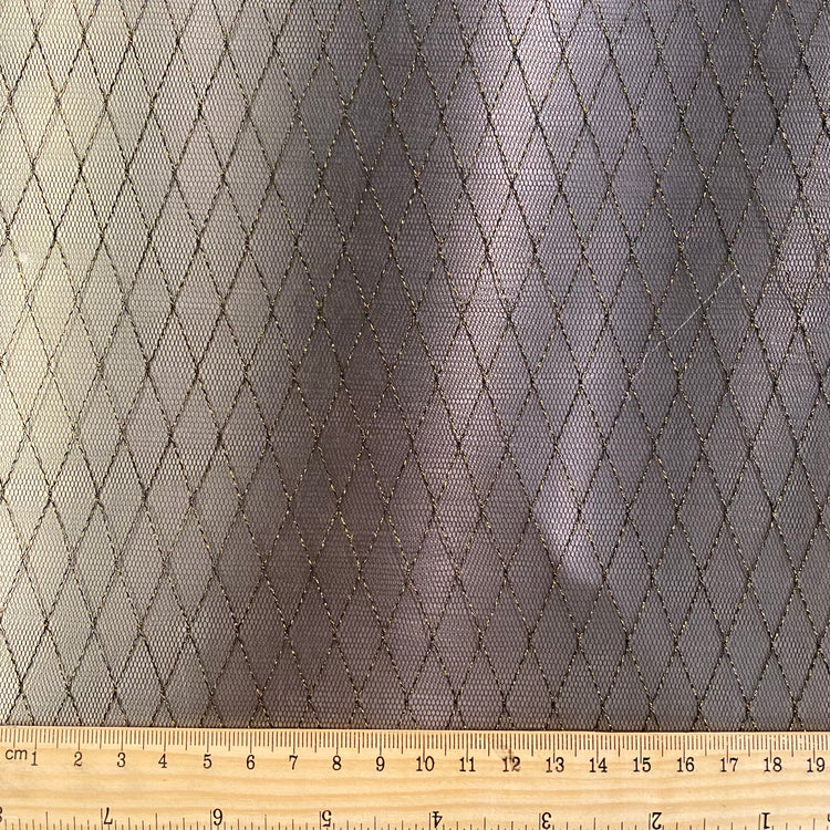 Metallic Diamond Hatch Mesh - Black/Gold