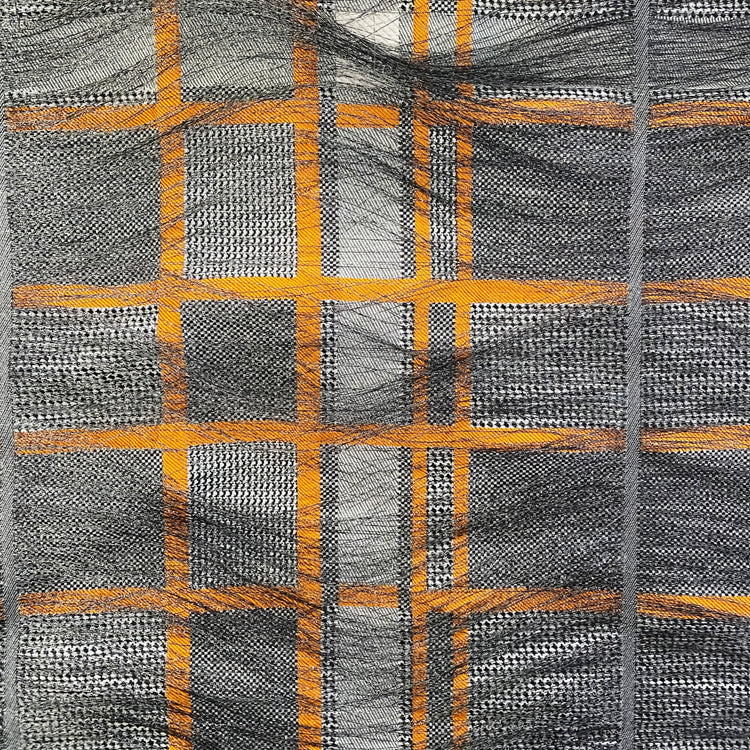 Long Yarn Float Glen Plaid Dobby - Black / Grey / Orange