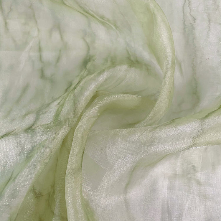 Marble Shimmer Organza - Pale Moss Green