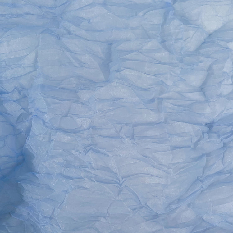 Semi-sheer Plisse Organza - Light Blue