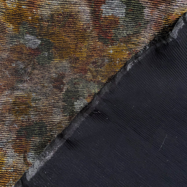 Abstract Floral Metallic Ribbed Cord - Black/Gold