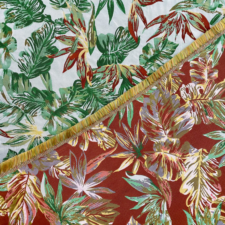 Birds of Paradise Jacquard - Green/Fire Brick Red