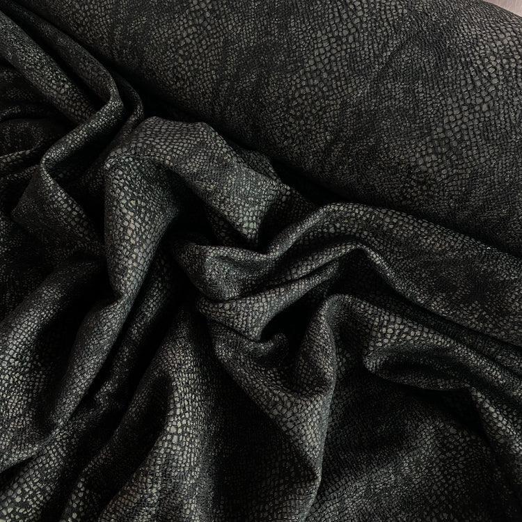 Snake Skin Textured Cotton Blend Jacquard - Black / Dark Beige
