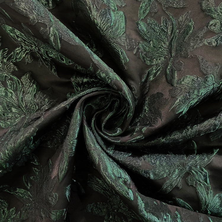 Gilded Lily Cloqué Brocade - Dark Green / Black