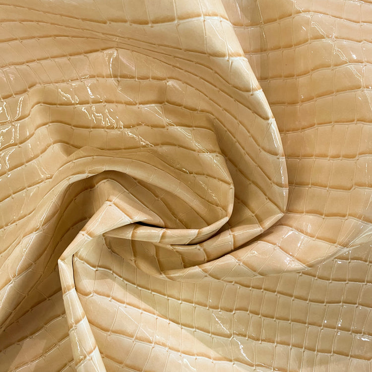 Patent Alligator Faux Leather - Large Pattern - Egg Shell