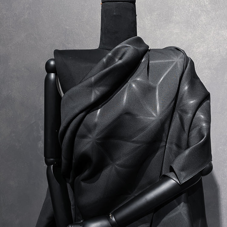 Embossed Geometric Double Knit - Black