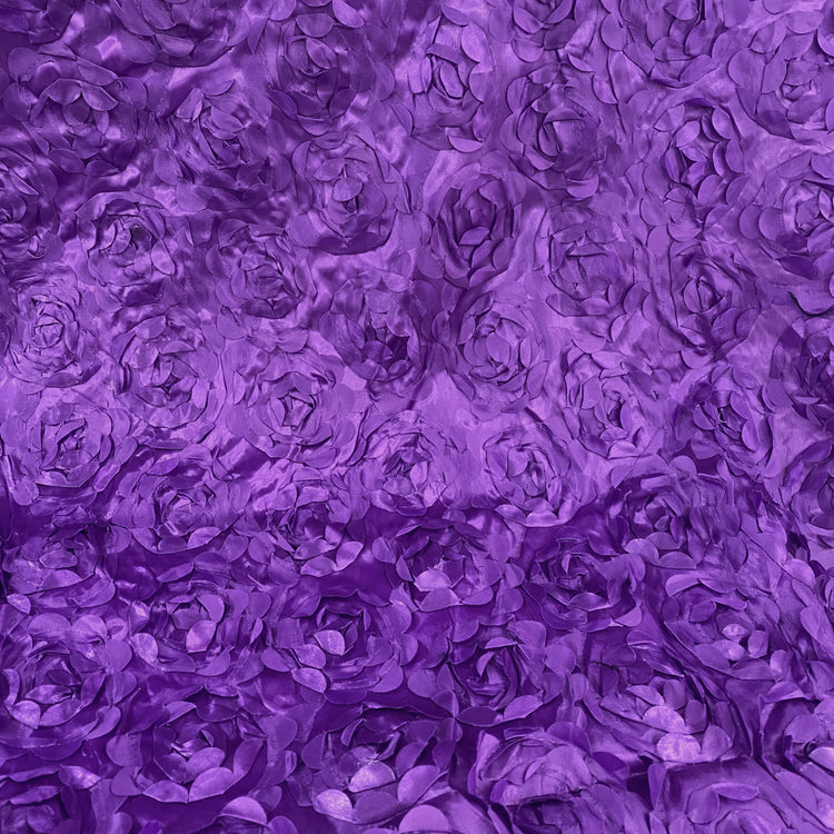 Satin Appliqué 3D Flowers - Royal Purple.