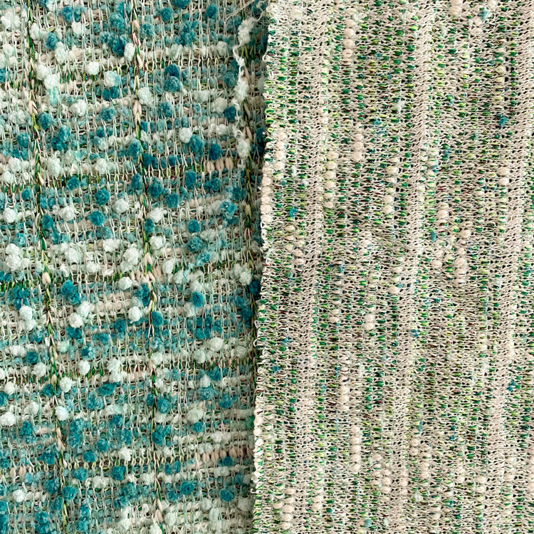 Chenille Boucle Tweed Knit - Teal / Aquamarine / White