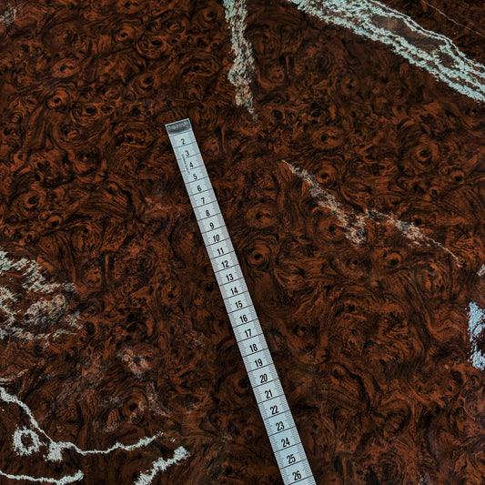 PVC - Laminated Swirl Vein Marble Print - Burnt Sienna/Black