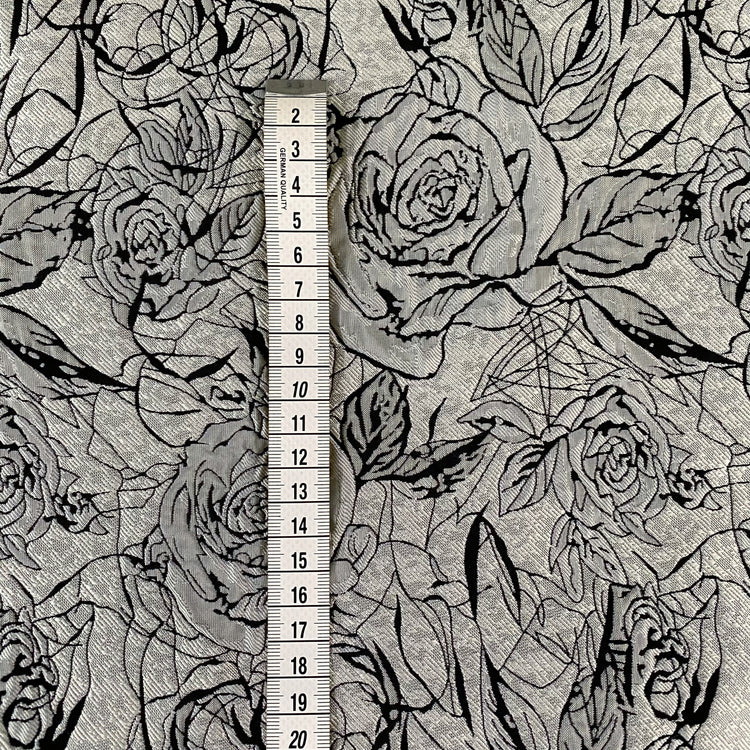 Raised Rose Garden Jacquard - Smoke Grey/Black