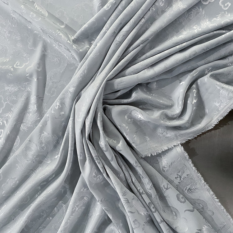 Dragon Satin Damask - Light Grey