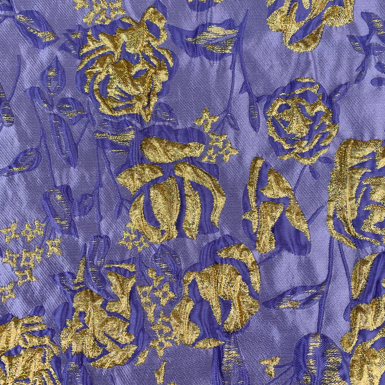 Raised Rose Vine Brocade - Metallic - Purple/Gold
