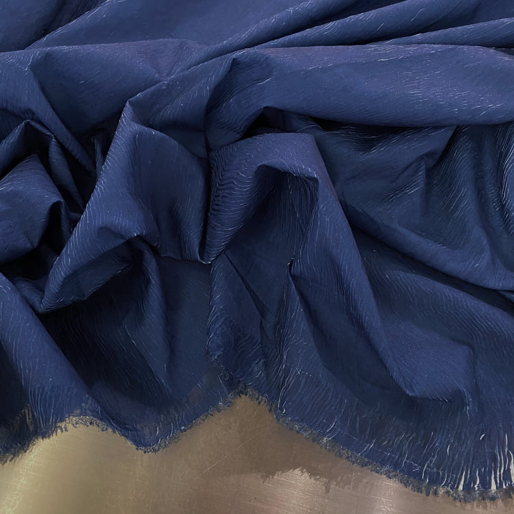 Pliage Bonded Plisse Chiffon - Dark Blue / White