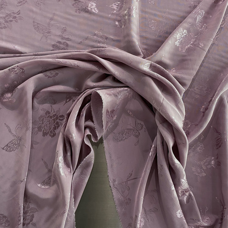 Butterfly Blossom Silk/Cotton Damask - Thistle