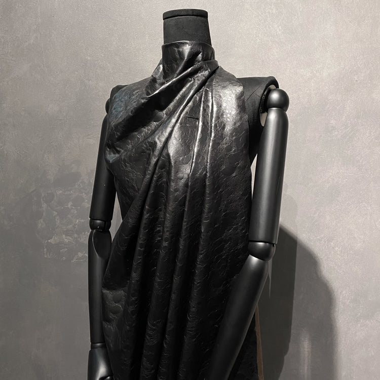 Bubble Textured PU Coated Cotton - Black/Saddle Brown