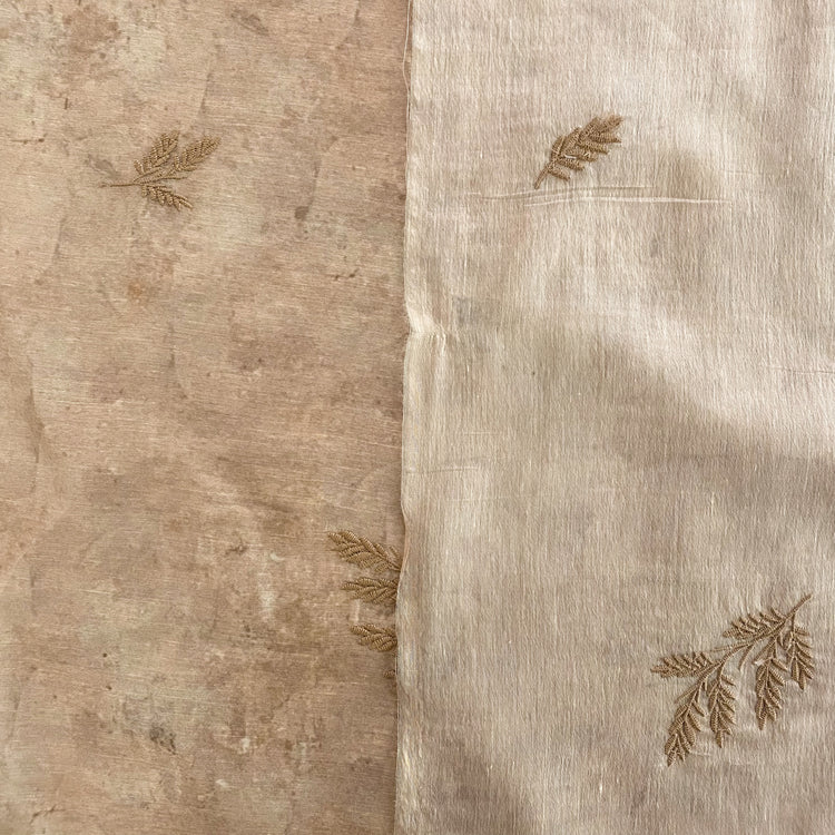 Embroidered Botanical Silk Cotton Voile - Moccasin